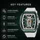 Automatic Watch for Men with White Silicone Strap and Round Dial for Casual & Formal Wear
