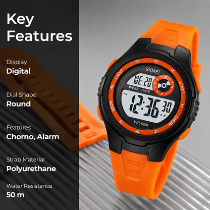 Digital Sports Wrist Watch with Alarm and Chronograph for kids