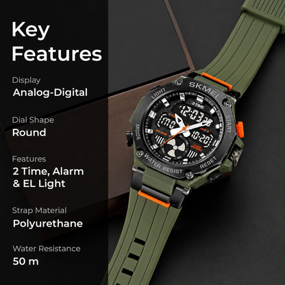 Sport Analog Digital Wrist Watch with Silicone Strap for men