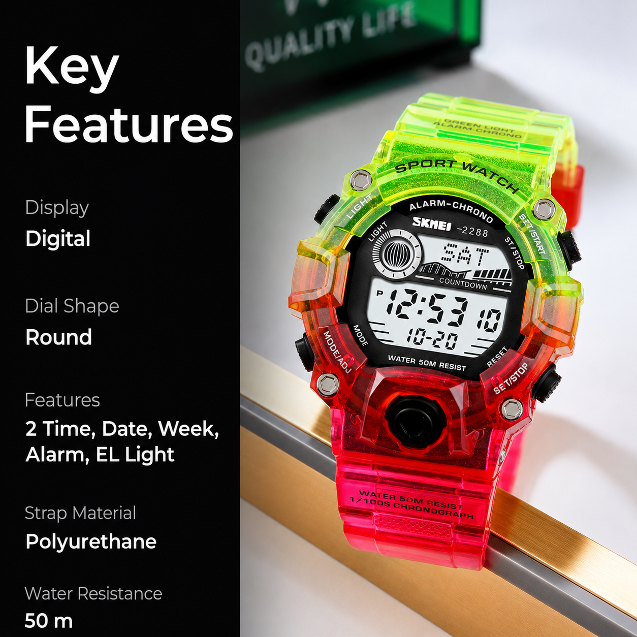 Digital Sports Watch with Rugged Design and Multi Function Display for kids