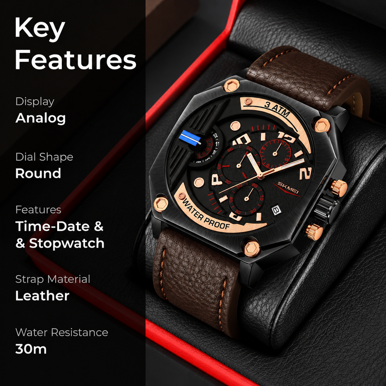 Multi Dial Analog Wrist Watch for men