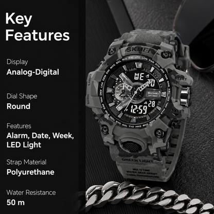 Rugged Dual Display Sports Watch for Outdoor Adventures for men