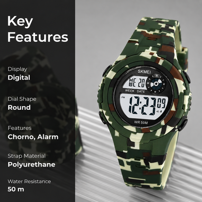 Digital Sports Wrist Watch with Alarm and Chronograph for kids