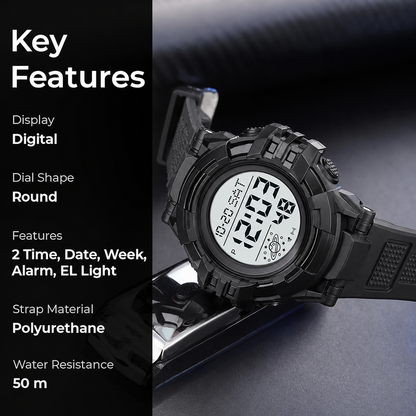 Rugged Digital Sports Watch for Men with Outdoor Style and Multi Function Display