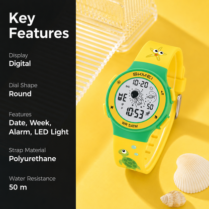 Kids Digital Watch with Cartoon Space Design and Soft Comfortable Strap for Daily Wear