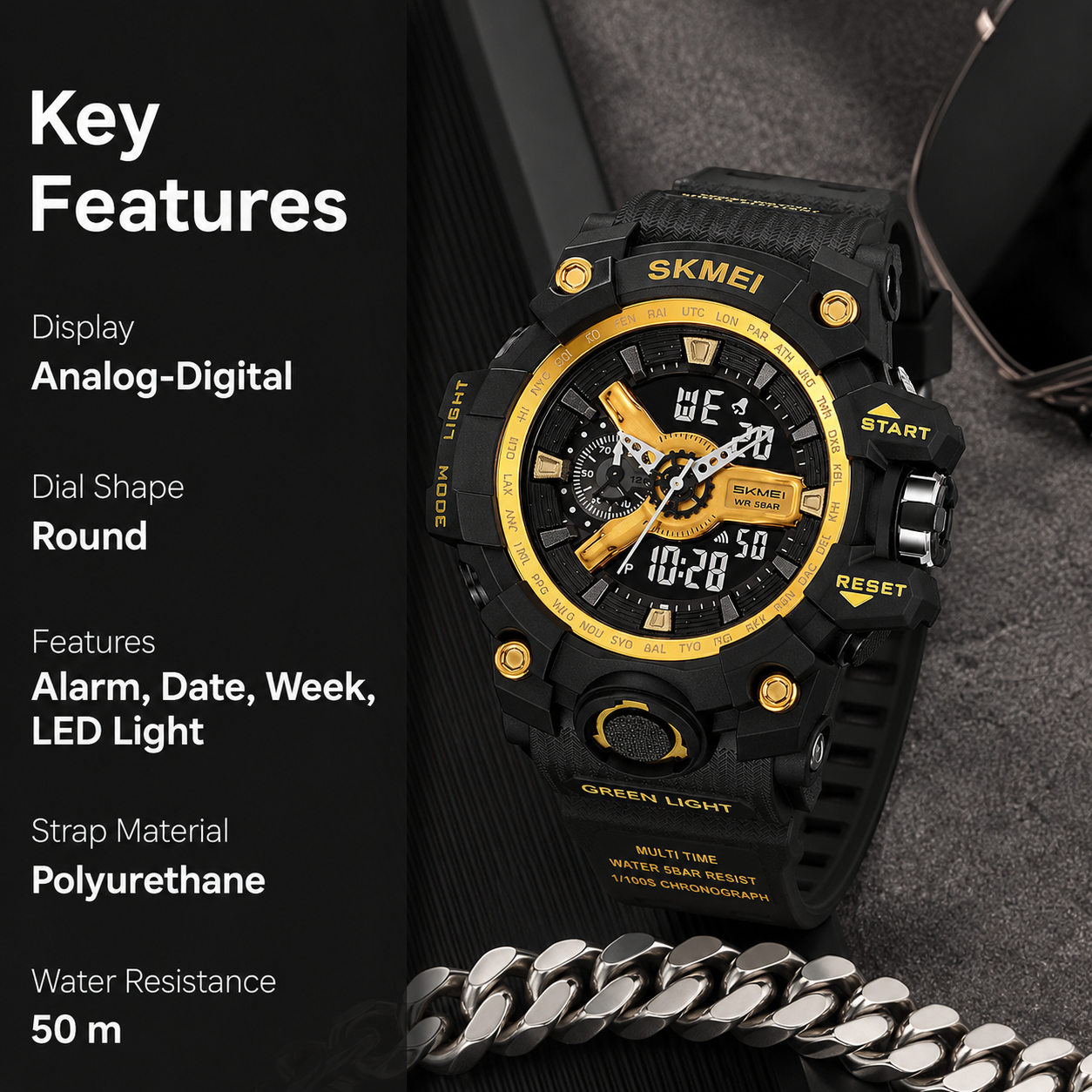 Rugged Dual Display Sports Watch for Outdoor Adventures for men