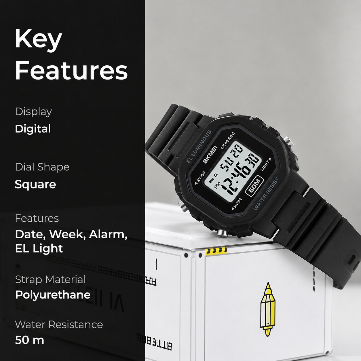 Classic Digital Watch for Men and Boys with Retro Style Display and Comfortable Strap