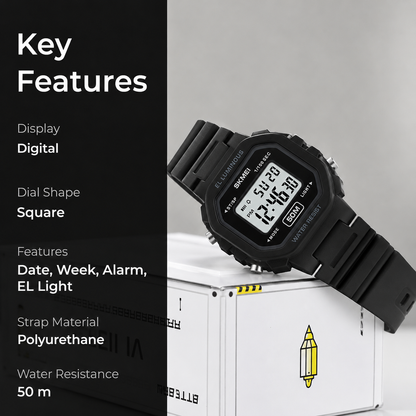 Classic Digital Watch for Men and Boys with Retro Style Display and Comfortable Strap