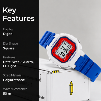 Classic Digital Watch for Men and Boys with Retro Style Display and Comfortable Strap