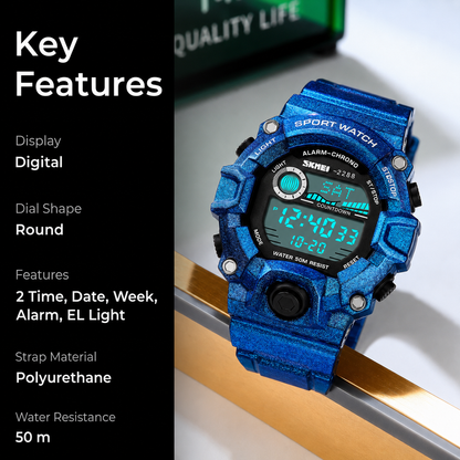 Digital Sports Watch with Rugged Design and Multi Function Display for kids