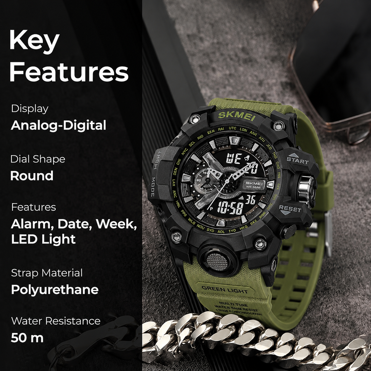 Rugged Dual Display Sports Watch for Outdoor Adventures for men