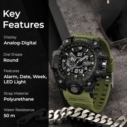 Rugged Dual Display Sports Watch for Outdoor Adventures for men