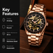 Automatic Watch for Men with Rose Gold Stainless Steel Strap and Round Dial for Casual & Formal Wear
