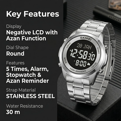 Digital Watch with Stainless Steel Strap for men
